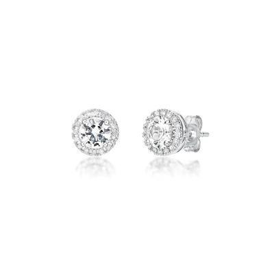 Lab Created White Sapphire & 1/7 ct. tw. Diamond Earrings in Sterling Silver