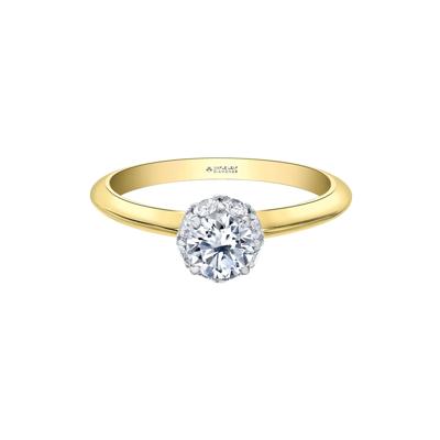 Halo Engagement Ring in 14K Yellow Gold & 14K White Gold (3/4 ct. tw.)