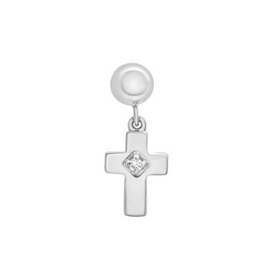 Diamond Accent Cross Bead Charm in Sterling Silver