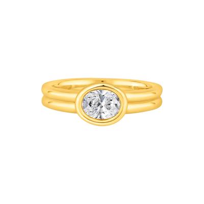 Lab Grown Diamond East-West Oval Ring in 14K Yellow Gold (1/2 ct. tw.)