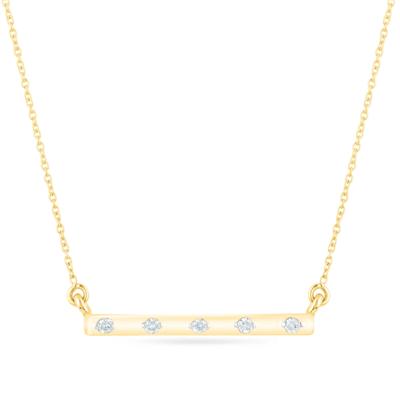 Diamond Accent Spaced Bar Necklace in 14K Yellow Gold