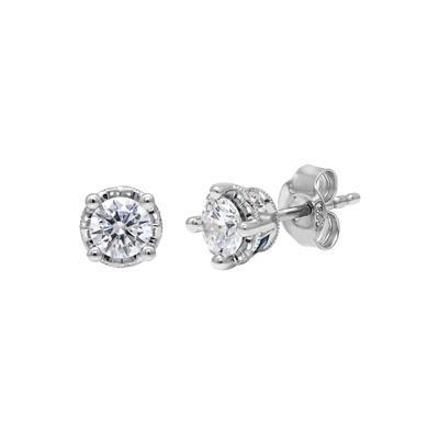 1/2 ct. tw. Diamond & Sapphire Stud Earrings in 10K White Gold