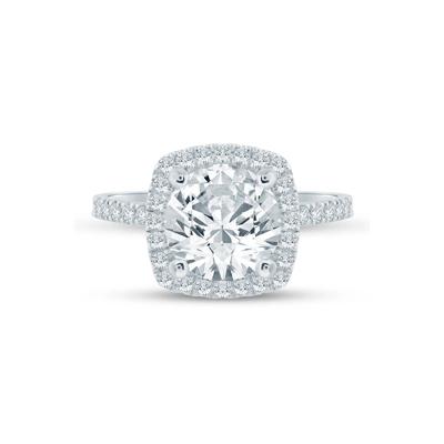 Lab Grown Diamond Halo Engagement Ring in 14K White Gold (4 ct. tw.)