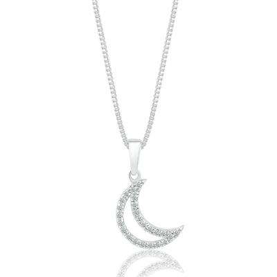 Diamond Moon Pendant in Sterling Silver (1/10 ct. tw.)