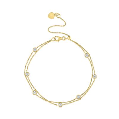 Diamond Bezel Two-Row Bracelet in 10K Yellow Gold (1/4 ct. tw.)