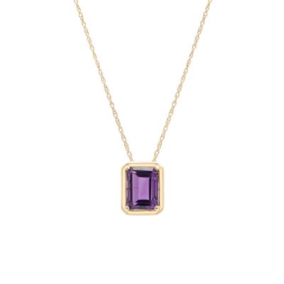 Amethyst Octagon Faux-Bezel Pendant in 10K Yellow Gold