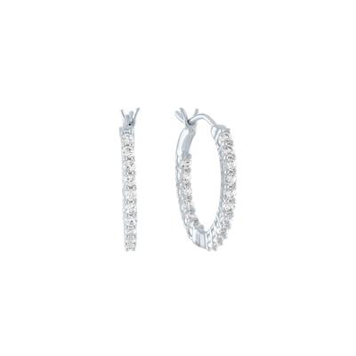 Lab Created White Sapphire Hoop Earrings in Sterling Silver