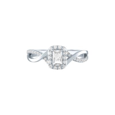 Emerald Cut Lab Created White Sapphire Promise Ring in Sterling Silver