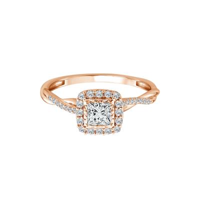 Lab Grown Diamond Princess-Cut Halo Promise Ring in 10K Rose Gold (1/2 ct. tw.)