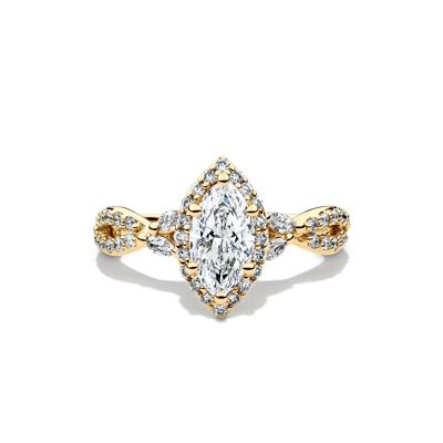 Lab Grow Diamond Marquise-Cut Halo Engagement Ring in 14K Yellow Gold (1 1/2 ct. tw.)