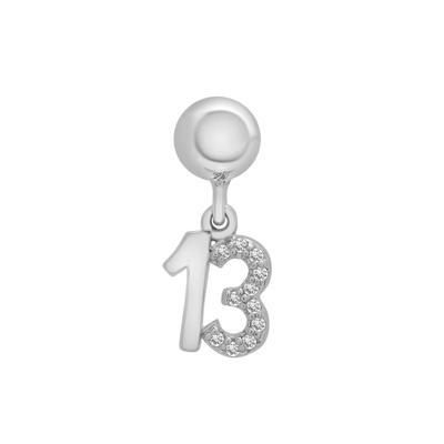 Diamond Accent Lucky Number 13 Bead Charm in Sterling Silver