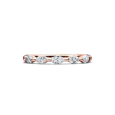 Lab Grown Diamond Marquise-Cut 5-Stone Anniversary Band in 14K Rose Gold (1/2 ct. tw.)