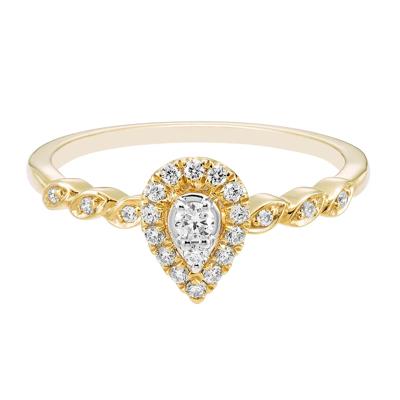 Pear-Shaped Diamond Promise Ring with Halo in 10K Yellow Gold (1/5 ct. tw.)
