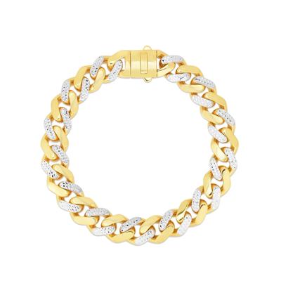 Semi-Solid Diamond-Cut Miami Cuban Bracelet in 14K Yellow Gold, 11.25MM, 8.5”