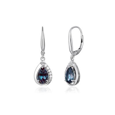 Lab Created Alexandrite & Sapphire Drop Earrings in Sterling Silver