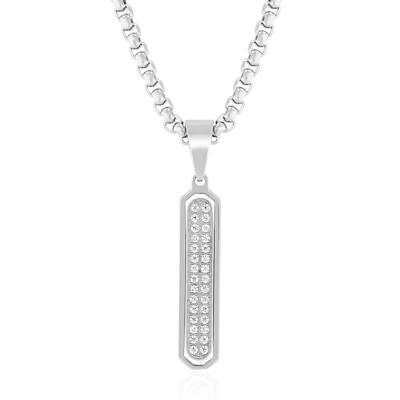 Men's Diamond Stick Pendant in Stainless Steel (1/7 ct. tw.)