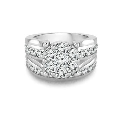 Round Lab Grown Multi-Diamond Engagement Ring Set in 10K White Gold (3 ct. tw.)