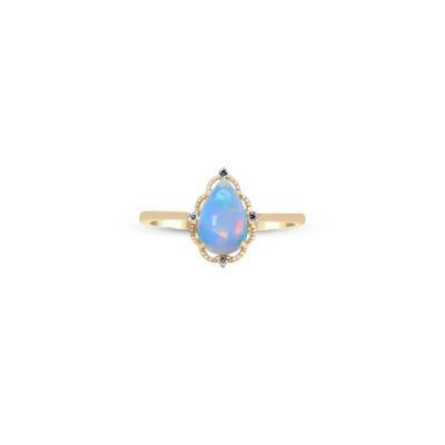 Opal and Diamond Accent Ring in 10K Yellow Gold