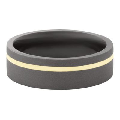 Men’s 14K Yellow Gold Inlay Wedding Ring in Tantalum Noir, 7MM