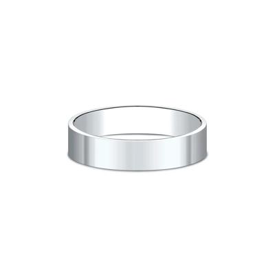 Flat Plain Wedding Band in 14K White Gold, 5MM
