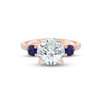 Lab Grown Diamond and Blue Sapphire Engagement Ring in 14K Rose and Yellow Gold (3 1/7 ct. tw.)