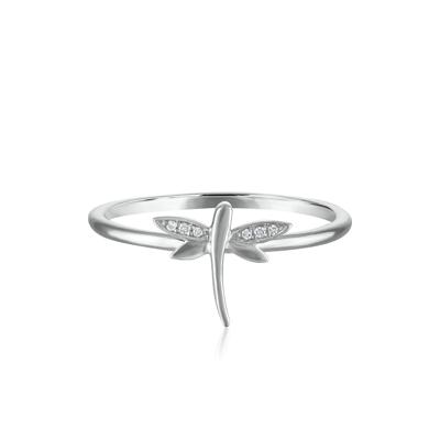 Diamond Accent Dragonfly Ring in 10K White Gold