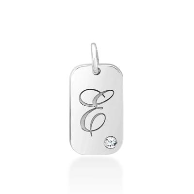 Personalized Tag with Diamond Accent in Sterling Silver