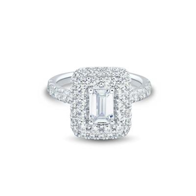 Lab Grown Diamond Emerald-Cut Double Halo Engagement Ring in 10K White Gold (2 1/2 ct. tw.)