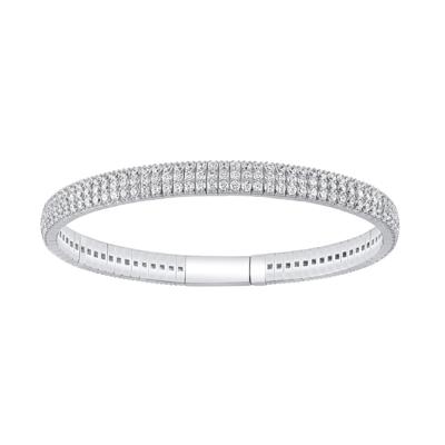 Lab Grown Diamond Three-Row Flex Bangle in 14K White Gold (6 ct. tw.)