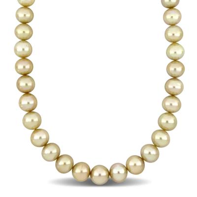 Diamond Accent and South Sea Pearl Necklace in 14K Yellow Gold