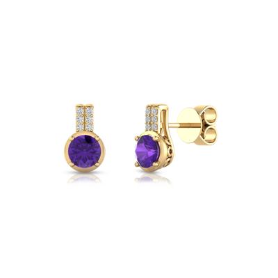 Amethyst and Diamond Accent Earrings in 10K Yellow Gold
