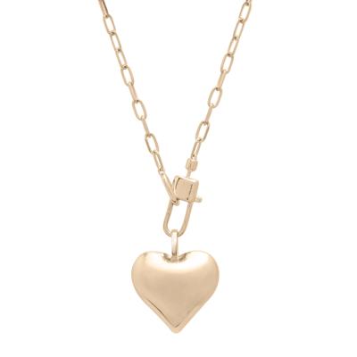 Puffy Heart Lock Necklace in Vermeil