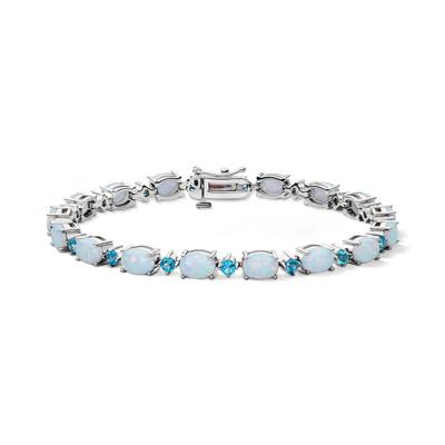 Lab-Created Opal and Blue Topaz Bracelet in Sterling Silver