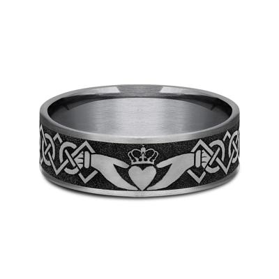 Men’s Claddagh Wedding Band in Tantalum & Titanium, 7.5MM