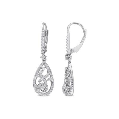 Moissanite Drop Earrings with Filigree in Sterling Silver (4/5 ct. dew)