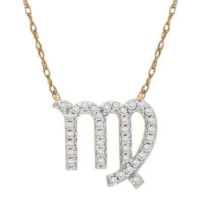 Virgo Zodiac Necklace with Diamonds in 10K Yellow Gold (1/10 ct. tw.)
