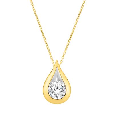 Lab Grown Diamond Tear Drop Pendant in 14K Yellow Gold (1/2 ct. tw.)
