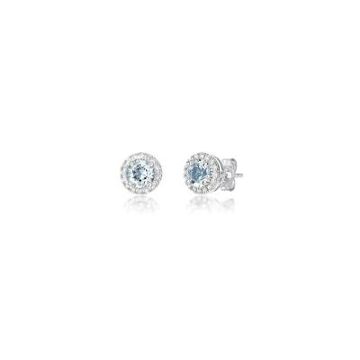 Aquamarine & 1/7 ct. tw. Diamond Earrings in Sterling Silver