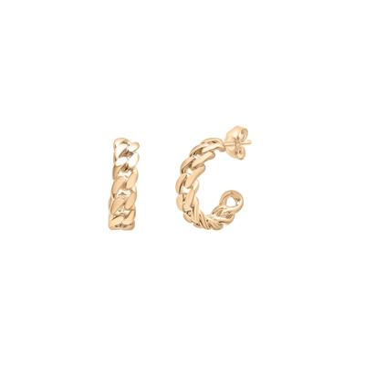 Curb Chain Open Huggie Hoop Earrings in Vermeil, 11MM