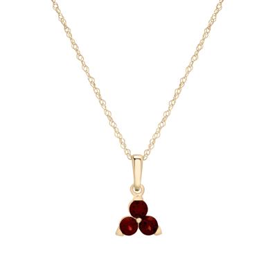 Garnet Three-Stone Triangle Birthstone Pendant in 10K Yellow Gold