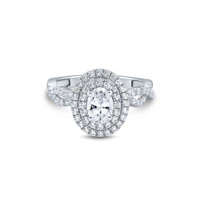 Lab Grown Diamond Halo Engagement Ring in 14K White Gold (1 1/2 ct. tw.)