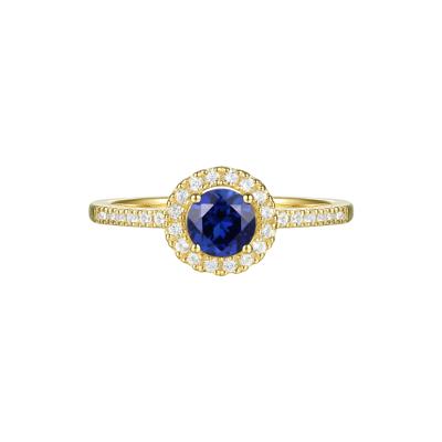Blue Sapphire and Diamond Ring in 10K Yellow Gold (1/5 ct. tw.)