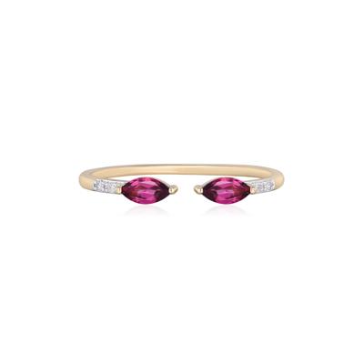 Rhodolite Garnet and Diamond Accent Open Ring in 10K Yellow Gold