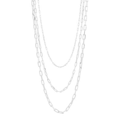 Three-Layer Paperclip Chain Necklace in Sterling Silver