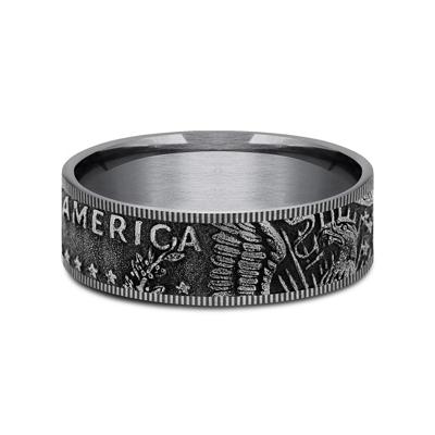 Men's Gray Coin Band in Tantalum, 8MM