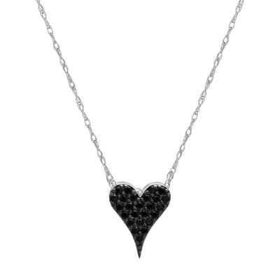 Black Diamond Heart Pendant in 10K White Gold (1/10 ct. tw.)