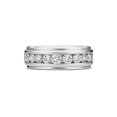 Men’s Lab Grown Diamond Wedding Band with Channel Setting in 10K White Gold (1 1/2 ct. tw.)
