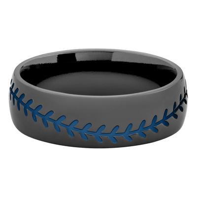 Men's Domed Baseball Band in Zirconium, 7MM