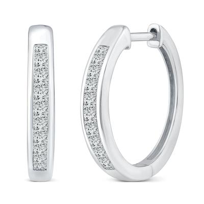 Diamond Channel-Set Hoop Earrings in 10K White Gold (1 ct. tw.)