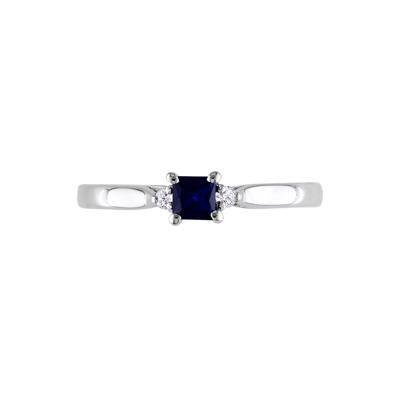 Lab Created Blue Sapphire & Diamond Ring in Sterling Silver